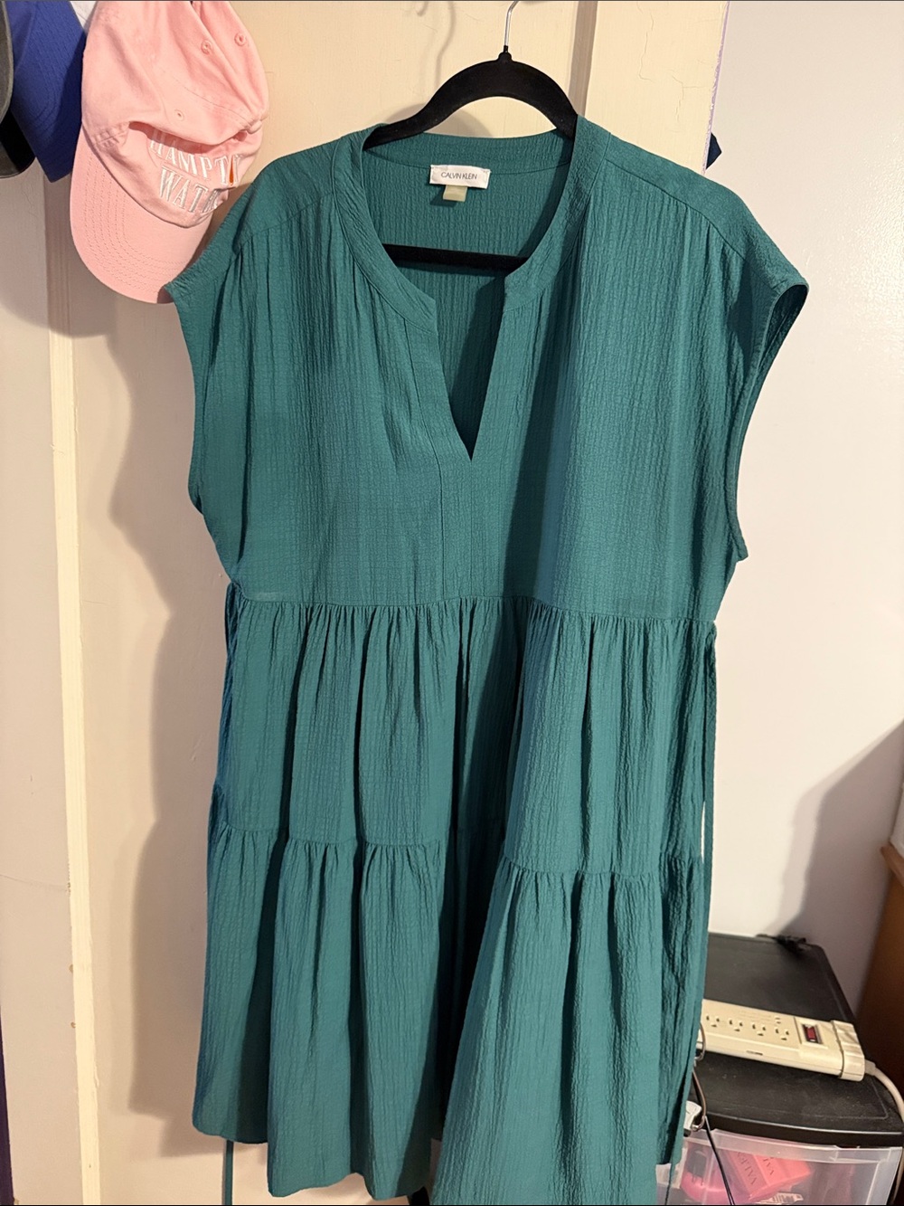 Calvin Klein Teal Textured V-Neck Top
